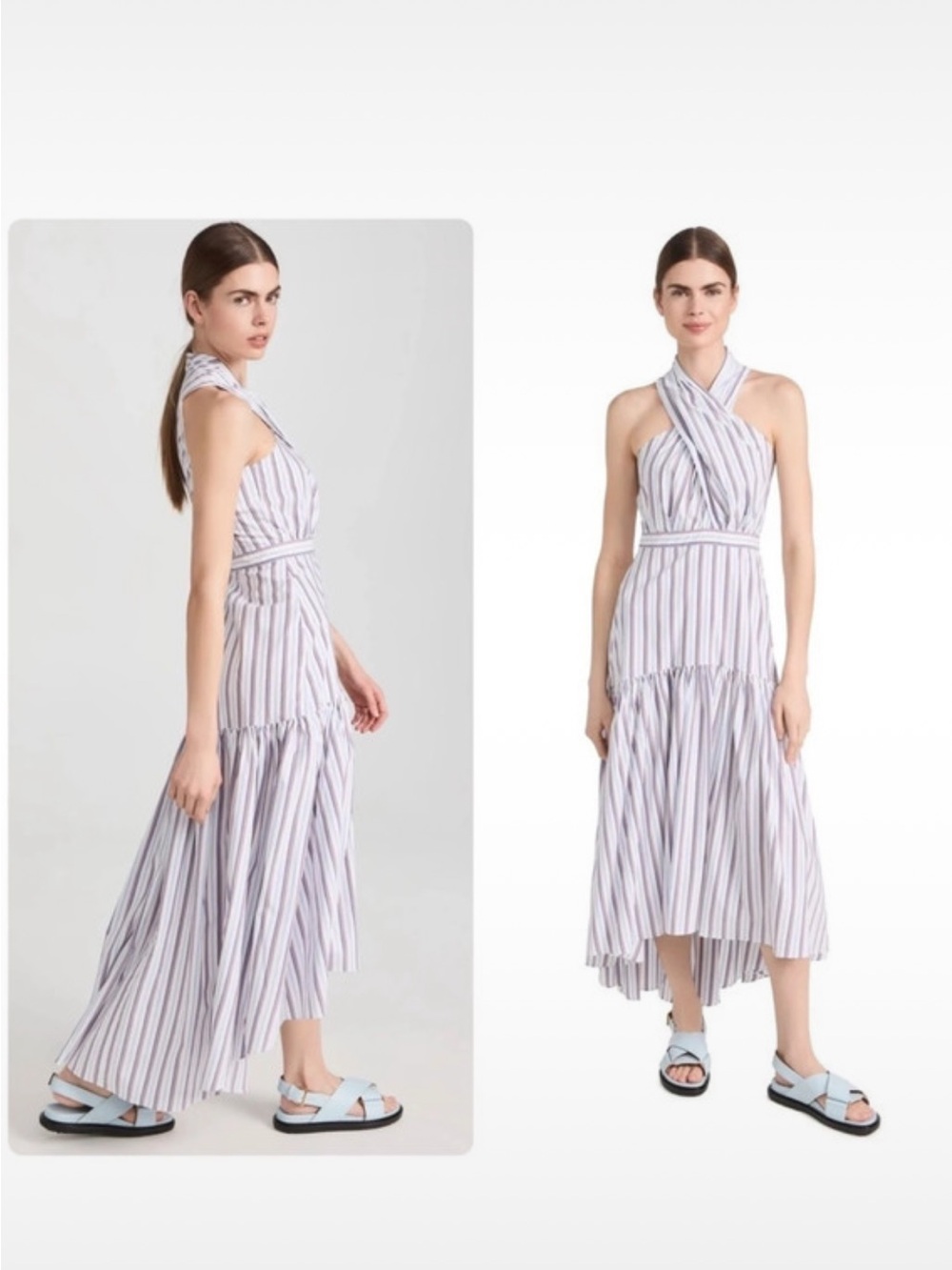 Veronica Beard Radley Striped Halter High Low Maxi Dress size 8-NWT